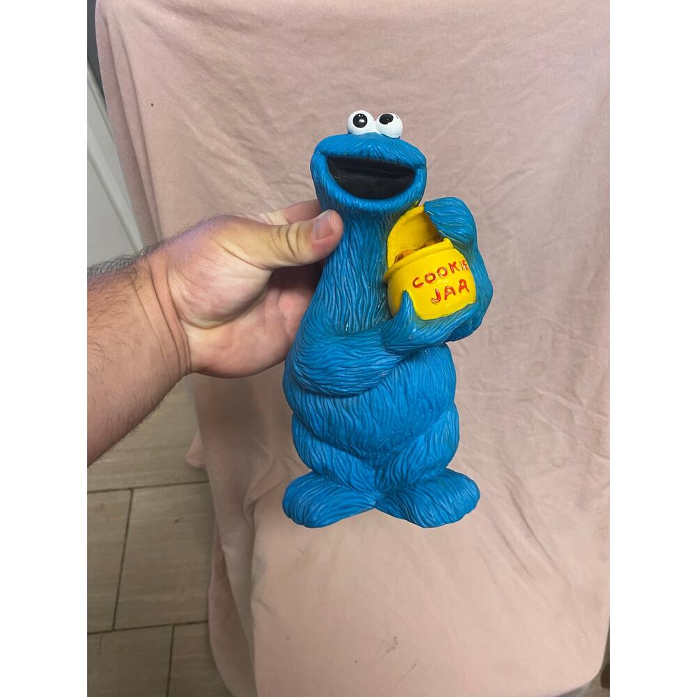 Vintage Illco Sesame Street Cookie Monster Coin Bank Complete w/Stopper 10" Tall